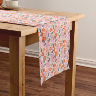 Chemin De Table Court Rétro motif floral mignon