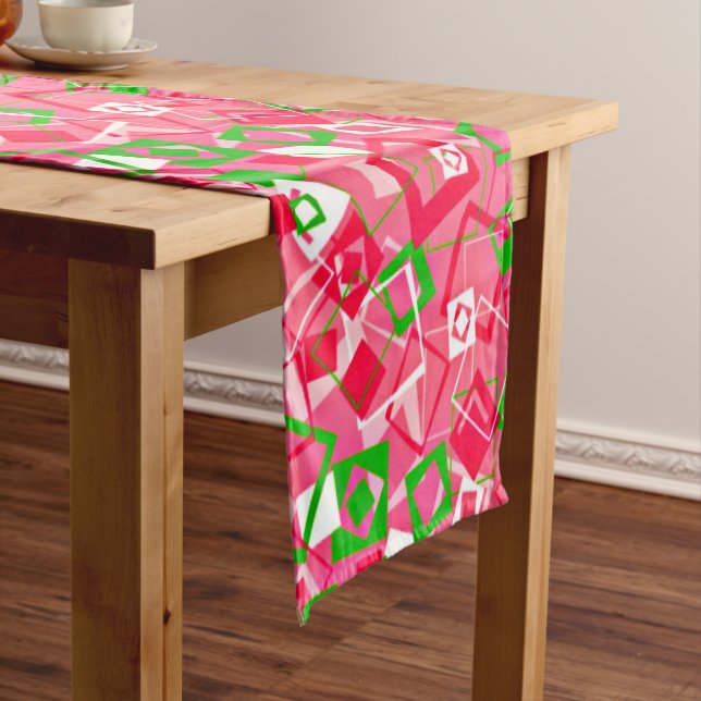Chemin De Table Court Retro Squares Pattern (In Situ)