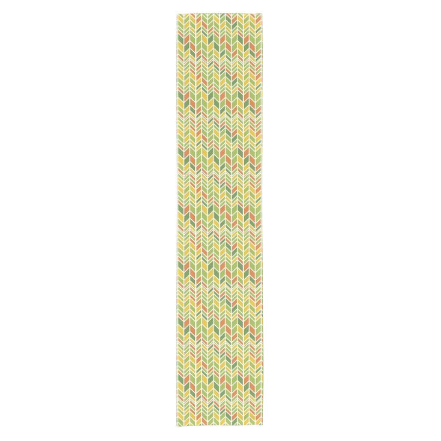 Chemin De Table Court Rétro Zig-Zag Orange & Green Chevron (Devant)