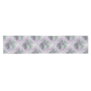 Chemin De Table Court Rêve de fleurs, Abstrait violet vert Fractal Art