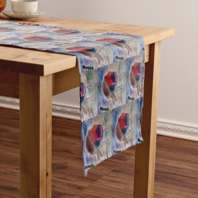 Chemin De Table Court Robin de Noël (In Situ)