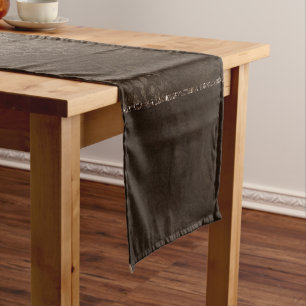 Chemin De Table Court Romance en bronze de minuit Satiny Grunge Damask