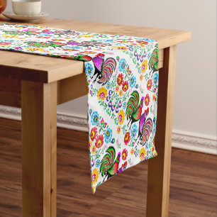 Chemin De Table Court Rooster coloré mignon motif floral