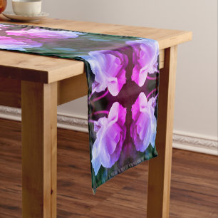 Chemin De Table Court Rose blanche avec gouttes de pluie Abstraite teint
