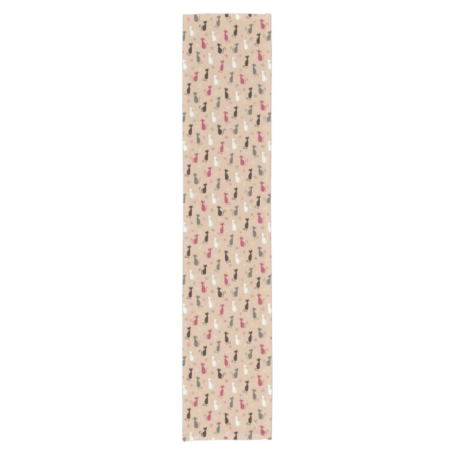 Chemin De Table Court rose de motif de chats (Devant)