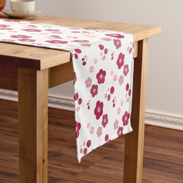 Chemin De Table Court Rose Floral et Polka Dot (In Situ)