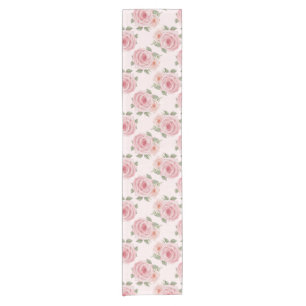 Chemin De Table Court Roseraie rose vintage cottage motif floral