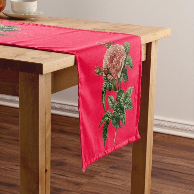Chemin De Table Court Roses de Rose (In Situ)