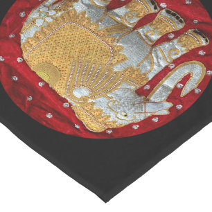 Chemin De Table Court Rouge embelli et or d'éléphant d'Asie