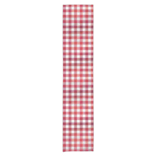Chemin De Table Court Rouge et blanc À damiers plaid