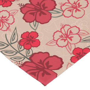 Chemin De Table Court Rouge hawaïen de motif de ketmie