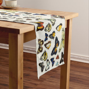 Chemin De Table Court ROUGE JAUNE BLEU BLANC BUTTERFLIES Beauté Nature