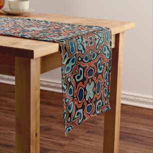 Chemin De Table Court Rouge Orange Blue Aqua Turquoise Hip Bohemian Art