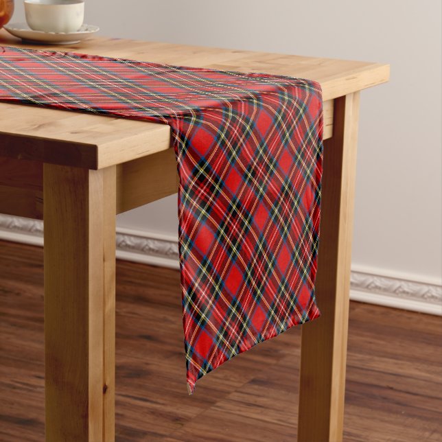 Chemin De Table Court Royal Stewart Tartan Plaid Scottish Motif (In Situ)