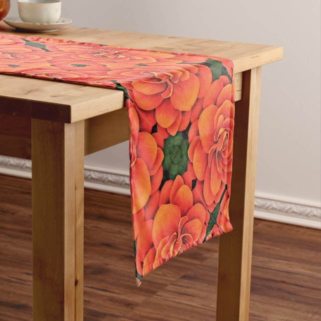 Chemin De Table Court Runner table - Orange Begonia (In Situ)