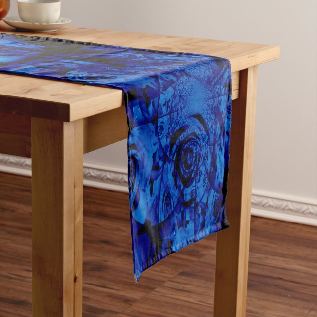 Chemin De Table Court Runner table Rose bleu Abstrait (In Situ)