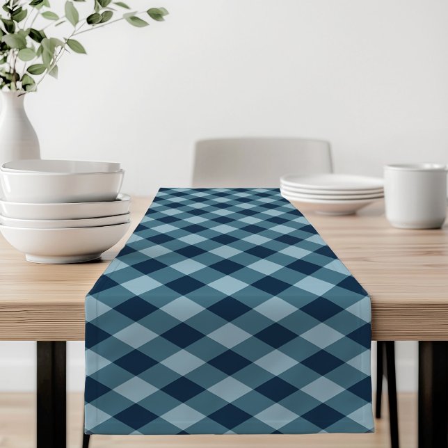 Chemin De Table Court Russe Navy et Blue Buffalo Plaid (Créateur téléchargé)