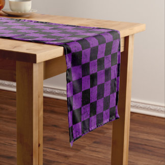 Chemin De Table Court Rustic Checks, Purple and Black