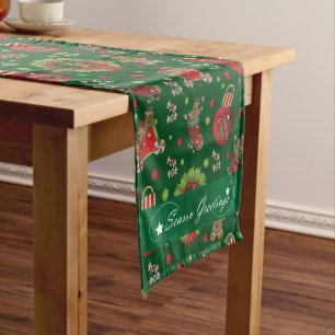 Chemin De Table Court Salutations de Noël Gingerbread Hommes