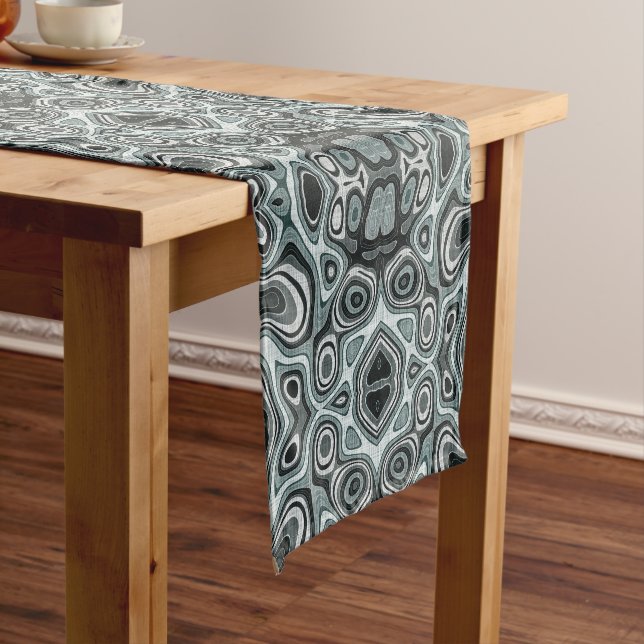 Chemin De Table Court Seafoam Turquoise Green Grey Hip Bohemian Bali Art (In Situ)