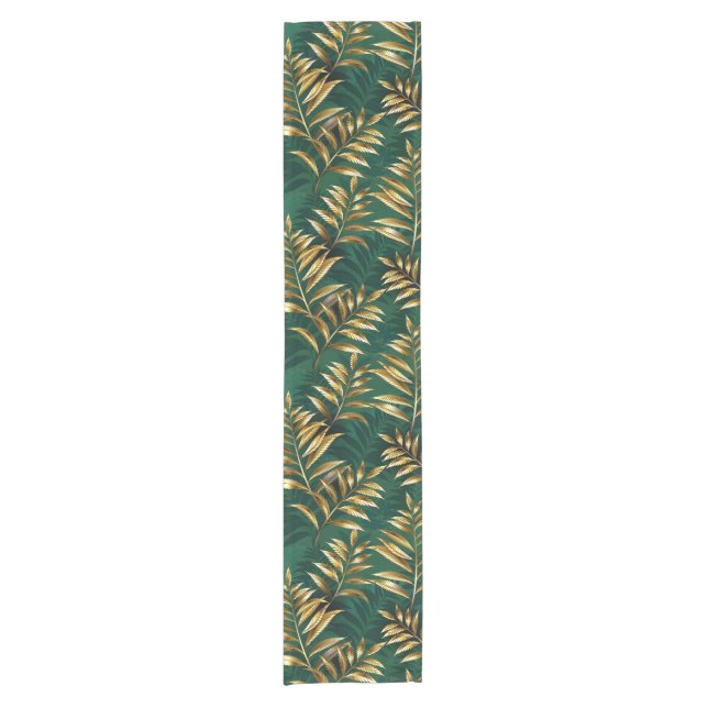 Chemin De Table Court Seamless pattern with golden ferns (Devant)
