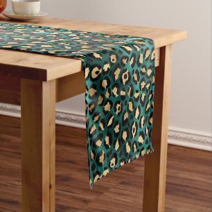 Chemin De Table Court Série Leopard Turquoise et Gold 3