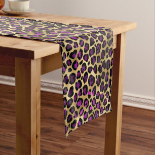 Chemin De Table Court Série Leopard violet et or 4