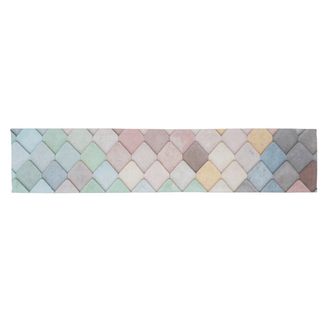 Chemin De Table Court Shabby Carrelage Chic Pastel (Horizontal)