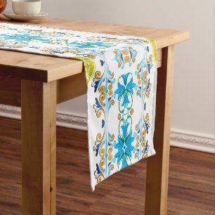 Chemin De Table Court Sicilienne, style italien, majolica motif     