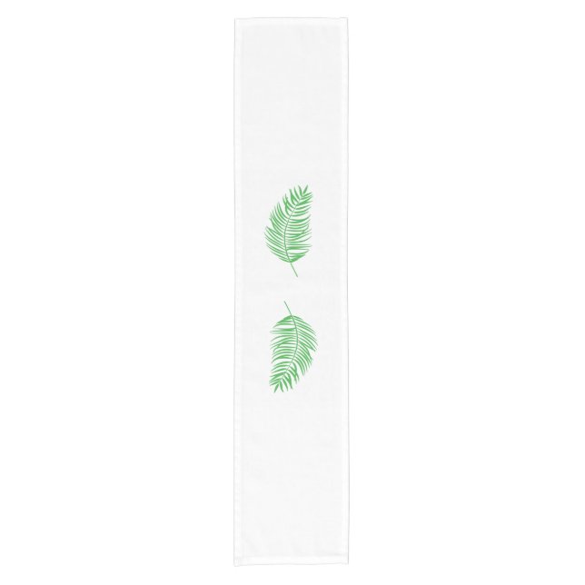 Chemin De Table Court Silhouettes de palme vert blanc (Devant)