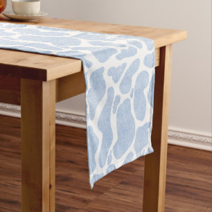 Chemin De Table Court Simple Bleu Blanc Grandes Ports de Vache Poster de