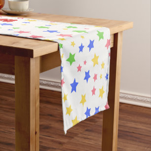 Chemin De Table Court Simple moderne Pastel Star fête d'anniversaire col