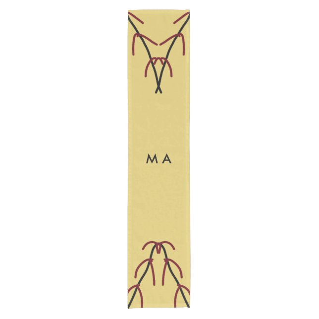 Chemin De Table Court Simple monogramme ajouter votre nom lettre man min (Devant)