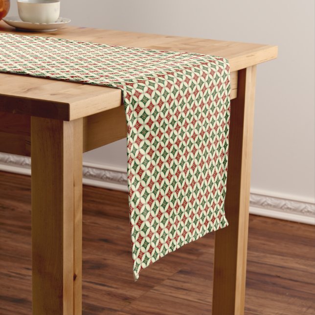 Chemin De Table Court Snowflake Circles-3-14x72 COTON TABLE RUNNER (In Situ)