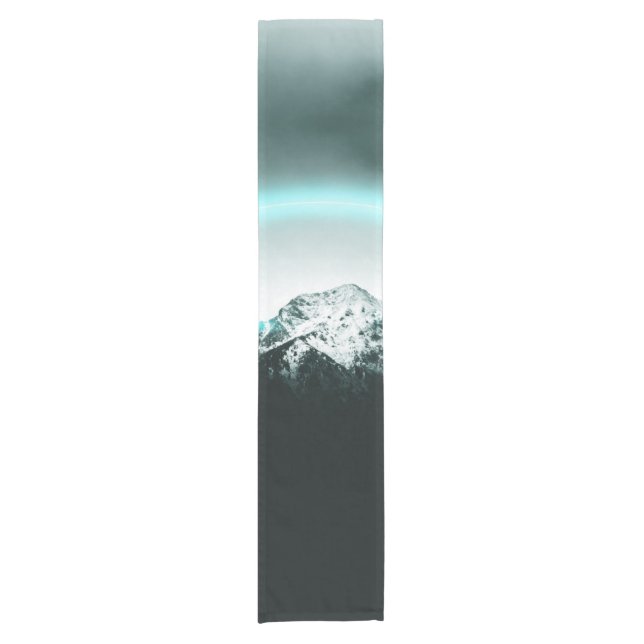 Chemin De Table Court Snowy mountain mysterious blue neon light (Devant)