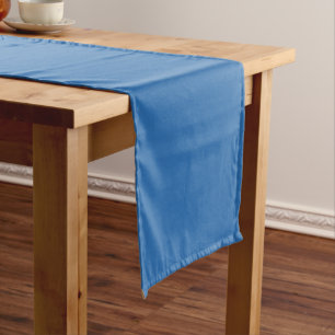 Chemin De Table Court Sonic Blue Solid Color Print, Jewel Tone Colonnes