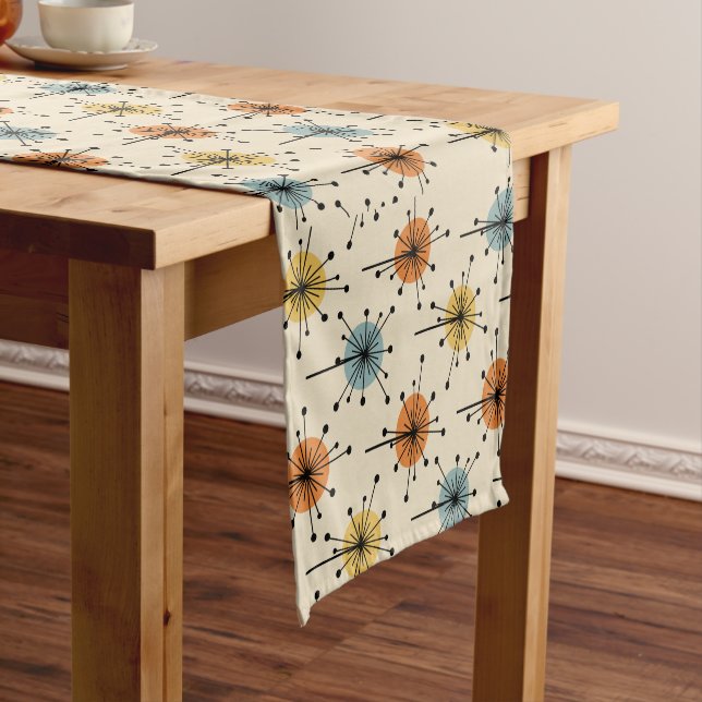 Chemin De Table Court Spoutnik Starburst Fleurs Retro (In Situ)