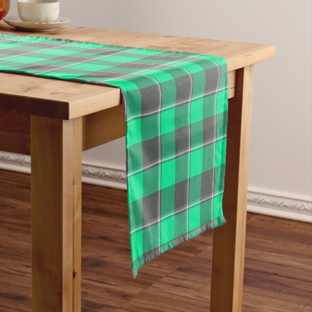 Chemin De Table Court Spring Green and Finlandia Black Plaid (In Situ)