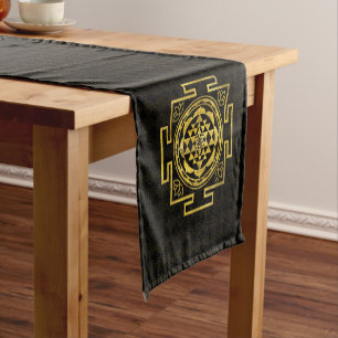 Chemin De Table Court Sri d'or Yantra/Sri Chakra