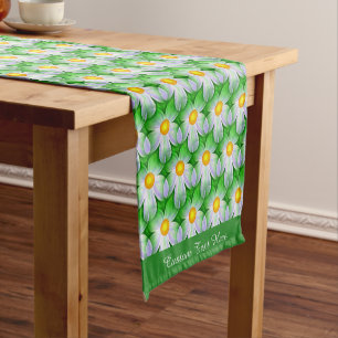 Chemin De Table Court Style Blanc Motif Vert Personnalisé