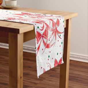 Chemin De Table Court Sucre de canne de Noël Whimsical arcs motif