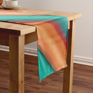 Chemin De Table Court Sud-Ouest Orange rouge Turquoise arc-en-ciel rayur