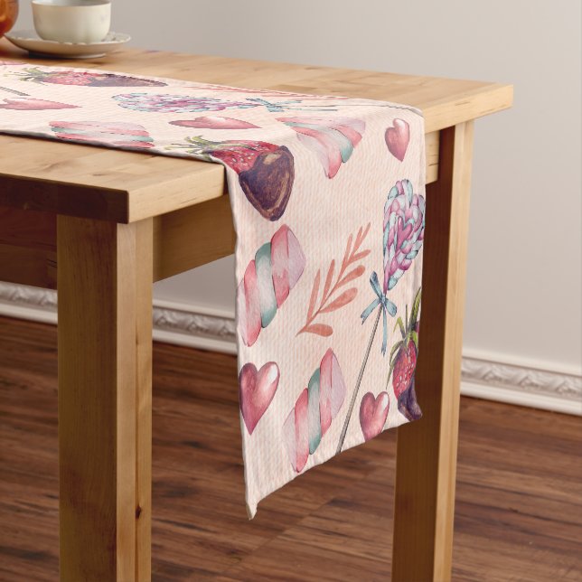 Chemin De Table Court Sweet Love Candy Marshmallow Lollipop Table Runner (In Situ)