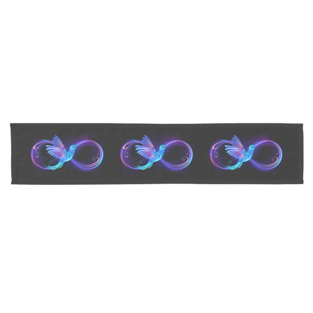 Chemin De Table Court Symbole de Neon Infinity par Glowing Hummingbird (Horizontal)