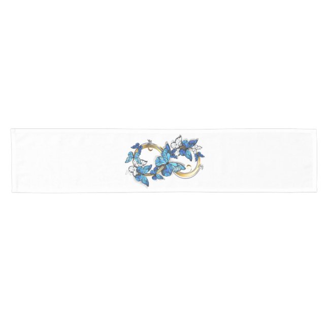Chemin De Table Court Symbole infini de papillons Morpho bleus (Horizontal)