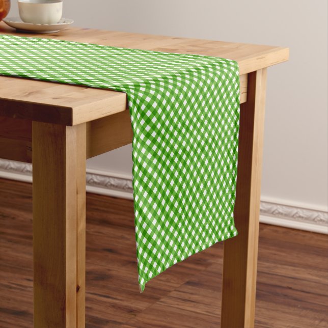 Chemin De Table Court TABLE CHEX 2 COTON VERT RUNNER-14x72po (In Situ)