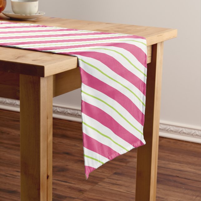 Chemin De Table Court Table de Noël Runner Pink et Green Stripes (In Situ)