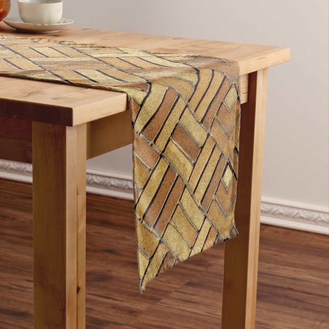 Chemin De Table Court Table Runner - Brick Kaleidoscopic Pattern (In Situ)