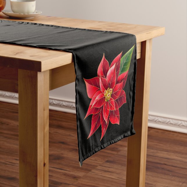 Chemin De Table Court Table Runner Noël Poinsettia (In Situ)