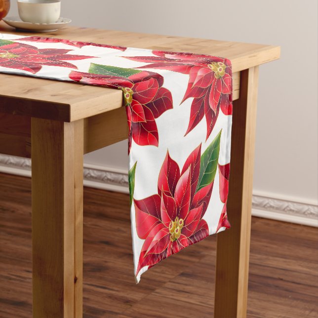Chemin De Table Court Table Runner Noël Poinsettias (In Situ)